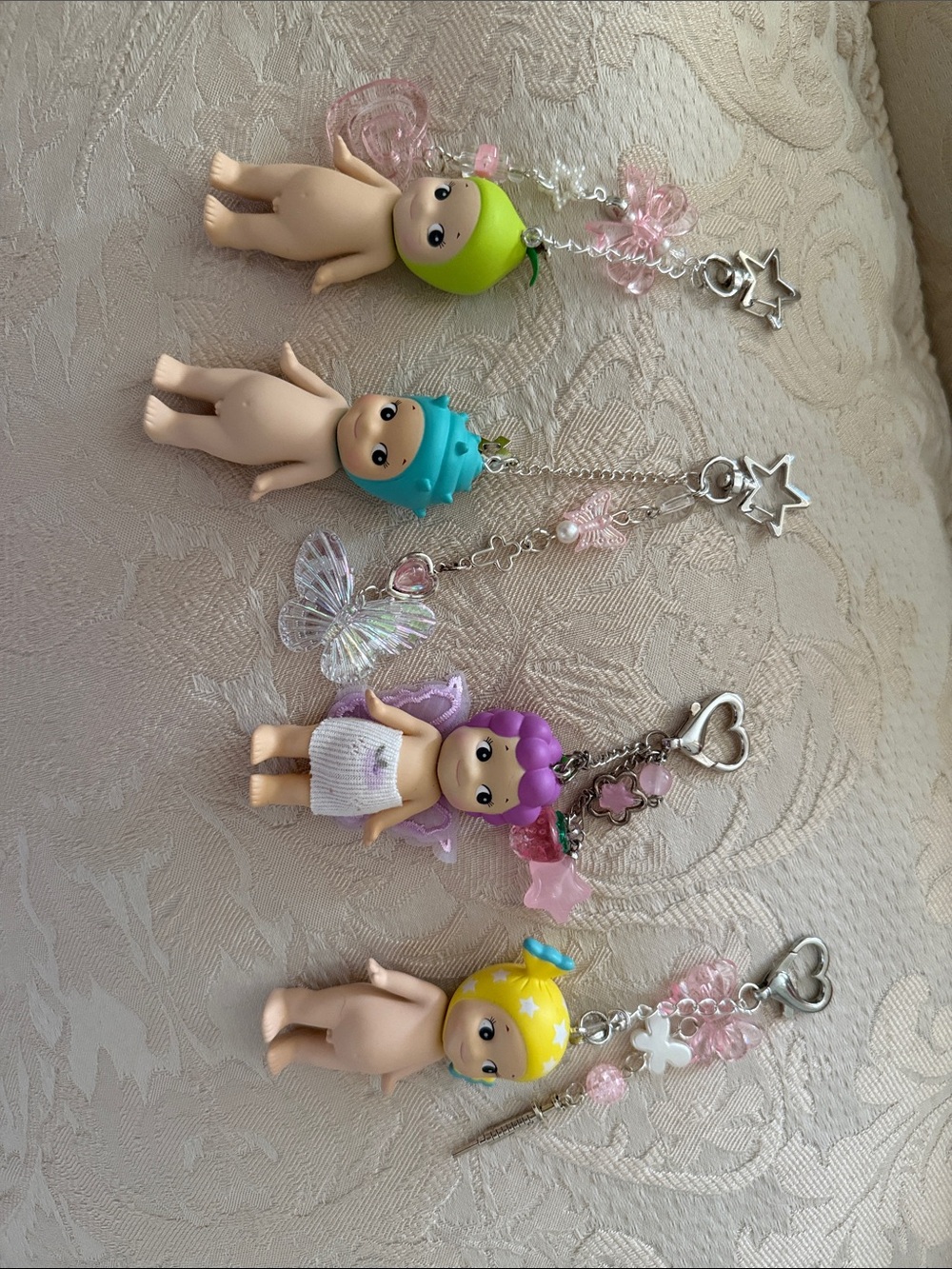 SONNY ANGEL Cute Fairy Doll Keychain Set – Pink, Purple, Blue, Yellow